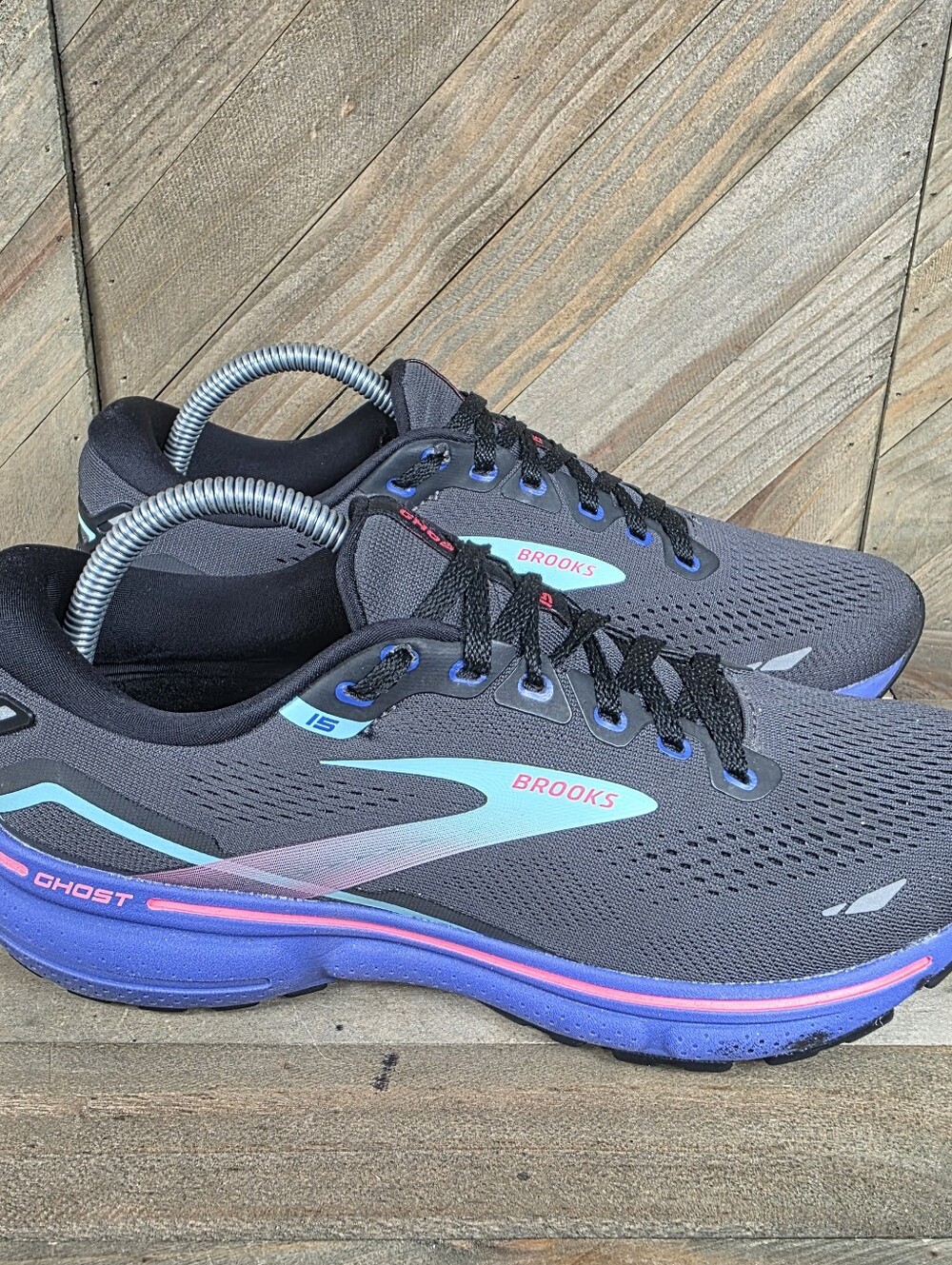 Brooks Ghost 15 Womens Athletic Running Shoes Size 10 B Black Aruba 1203801B079